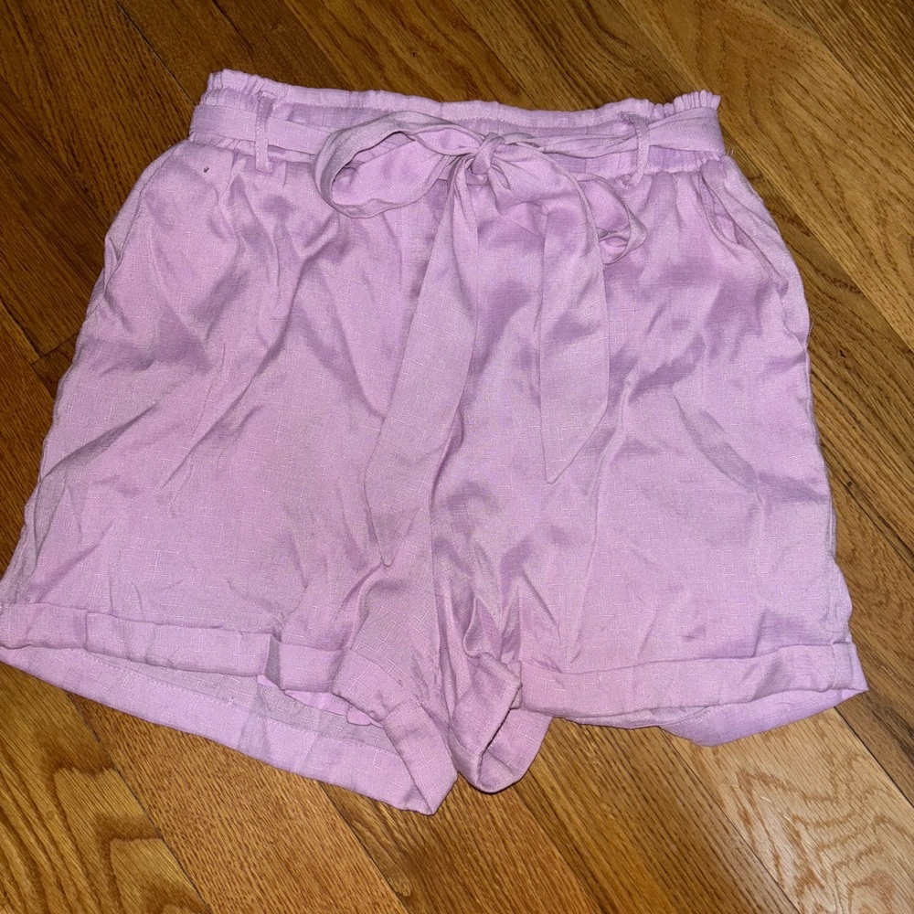 Purple High-Waisted Shorts with Belt